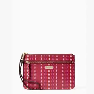 Kate Spade Wristlet Tinie Shore Street Heart Stripe Cranberry WLRU5993 NWT